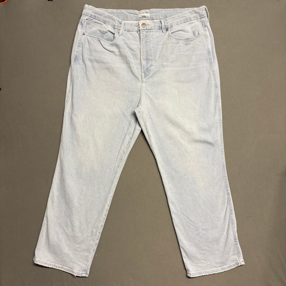 Good American Good Waist Straight Jeans Size 22 Light Wash Denim Pants Stretch - Picture 1 of 11